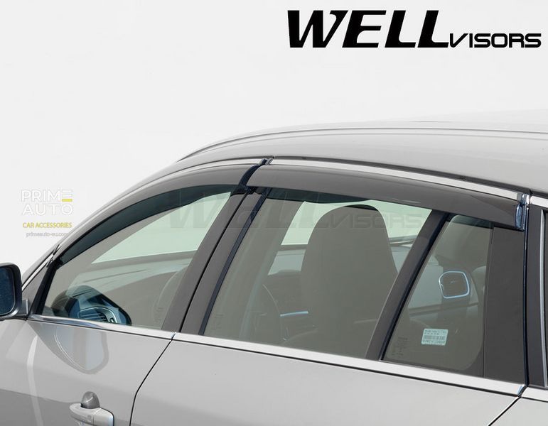 Owiewki do szyb samochodowych num 4 szt z chromowaną odlewanie Volvo V60 2015 - 2018 Hatchback Wellvisors 3-847VO004