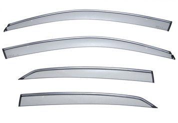 Window Deflectors 4pcs Set with Chrome Trim Volkswagen Jetta 2006-2010 Sedan Wellvisors 3-847VW010