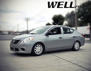 Window Deflectors 4pcs Set With Black Trim Nissan Versa 2012-2019 Sedan Wellvisors 3-847NS007