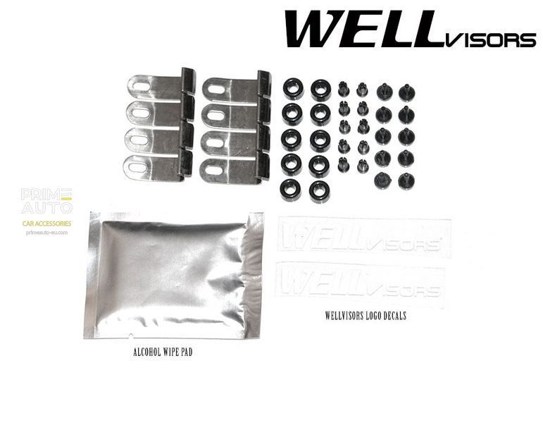 Window Deflectors 4pcs Set With Black Trim Nissan Versa 2012-2019 Sedan Wellvisors 3-847NS007