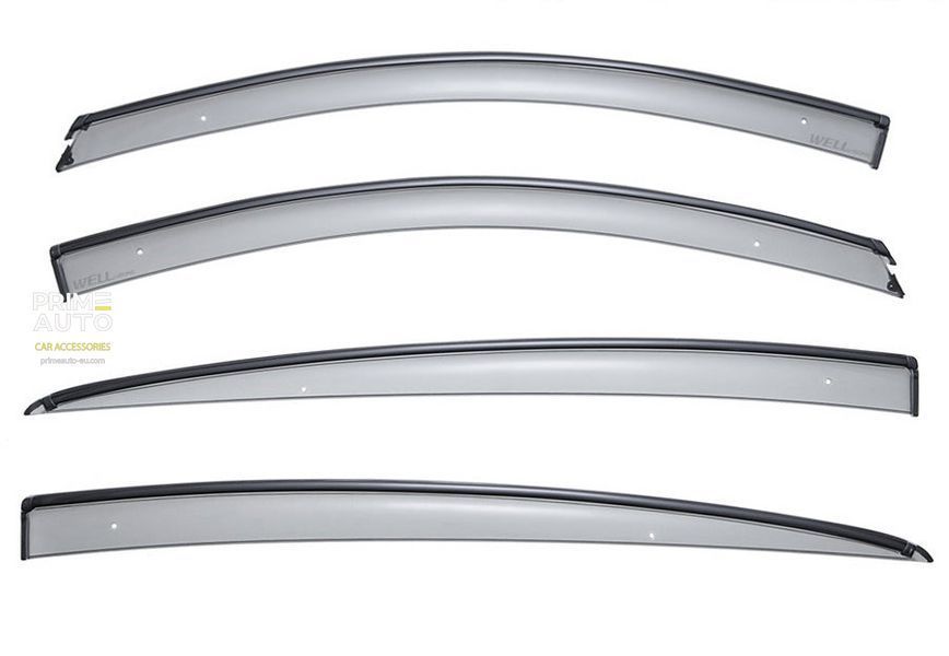 Window Deflectors 4pcs Set With Black Trim Nissan Versa 2012-2019 Sedan Wellvisors 3-847NS007