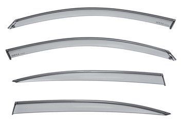 Owiewki do szyb samochodowych num 4 szt z czarna chromowana listwa BMW 3-Series 2006 - 2011 Sedan Wellvisors 3-847BM012