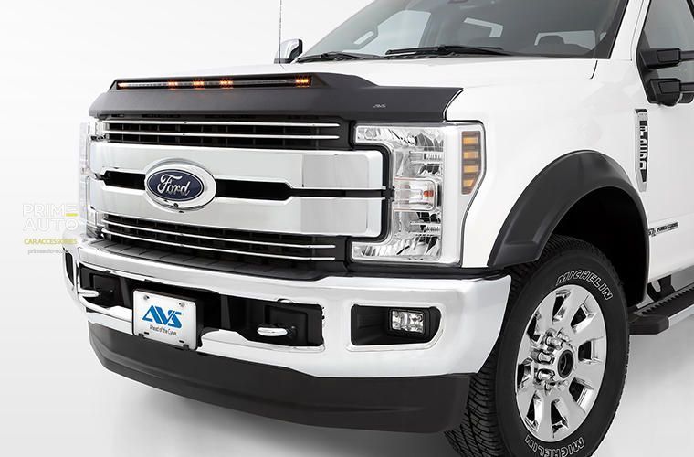 Deflector capota Cu bandă LED Toyota TUNDRA 2022- 2025 Aeroskin Lightshield negru mată AVS 753294