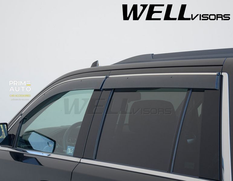 Owiewki do szyb samochodowych num 4 szt z chromowaną odlewanie GMC Yukon 2015 - 2020 Wellvisors 3-847CH023