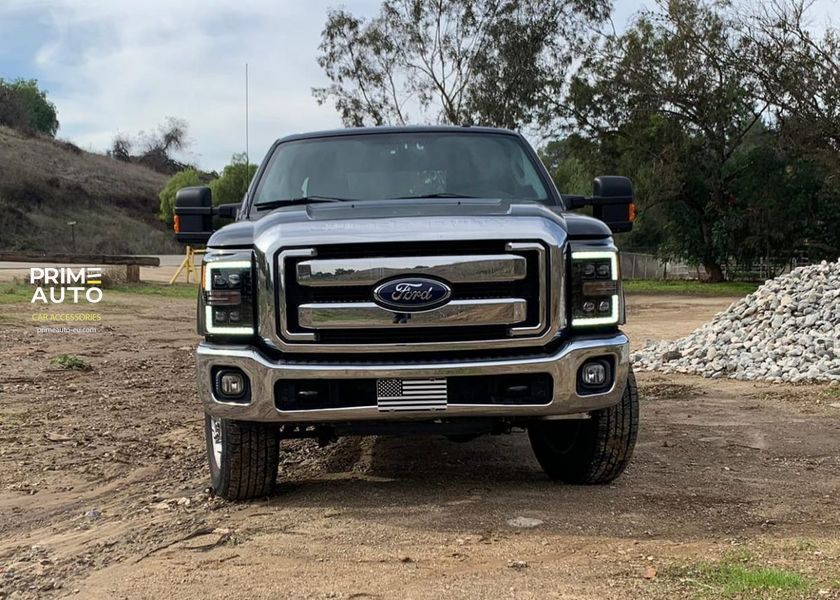 Передние фары Ford Super Duty 2011-2016 LED NOVA серия черные AlphaRex 880149 880149 фото