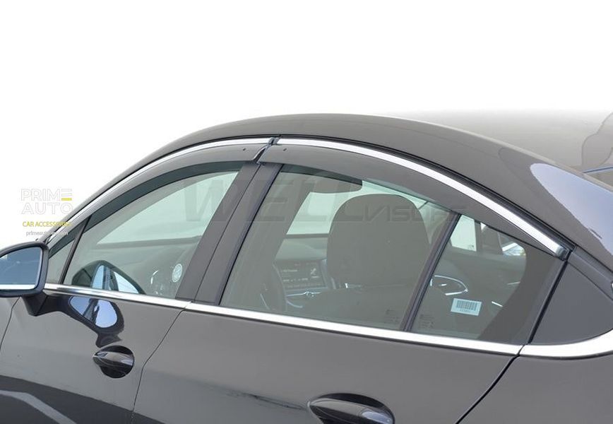 Window Deflectors 4pcs Set with Chrome Trim Chevrolet Cruze 2016-2018 Sedan Wellvisors 3-847CH017