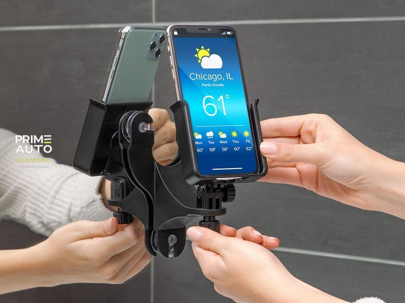 Тримач телефону XL поворотний на присосках чорний чорні фіксатори 8ARM3 WeatherTech 8ARM3 фото