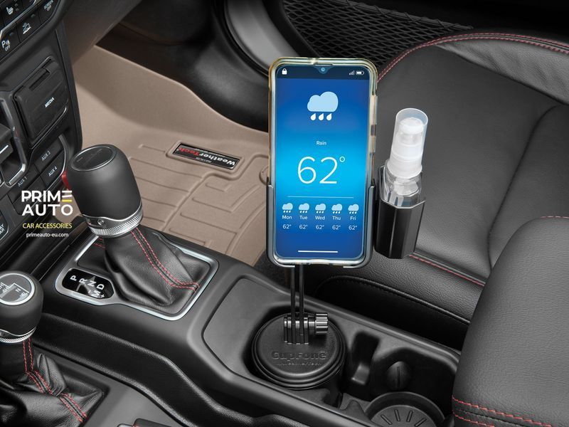 CupFone with Extension and Hand Sanitizer Holder black plastic knobs 8ACF8E WeatherTech