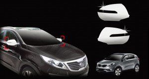 Mirror covers with turn signals set 2 pcs chrome Kia Sportage 2010 - 2012 Korean Clover B694