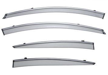 Window Deflectors 4pcs Set with Chrome Trim Volvo S60 2011-2018 Wellvisors 3-847VO002