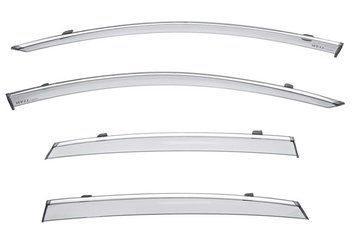 Window Deflectors 4pcs Set with Chrome Trim Volvo S90 2017-2025 Sedan Wellvisors 3-847VO006