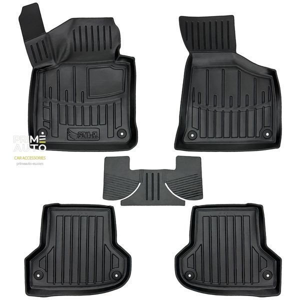 Dywaniki gumowe z bokiem zestaw 5 szt Audi A3 2003 - 2013 (8P) czarny SOVA-PL