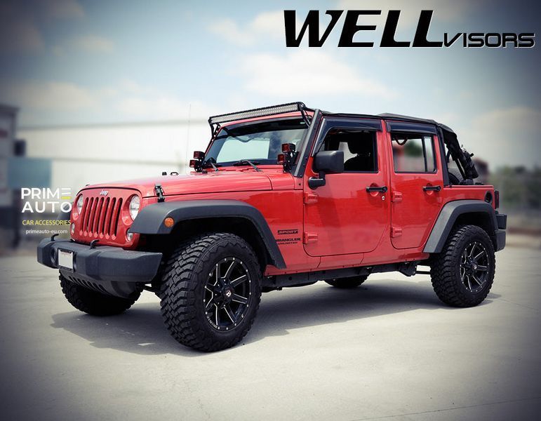 Дефлекторы окон к-т 4 шт Premium серия Jeep Wrangler Unlimited 2007 - 2017 4 дверей Wellvisors 3-847JE002 3-847JE002 фото