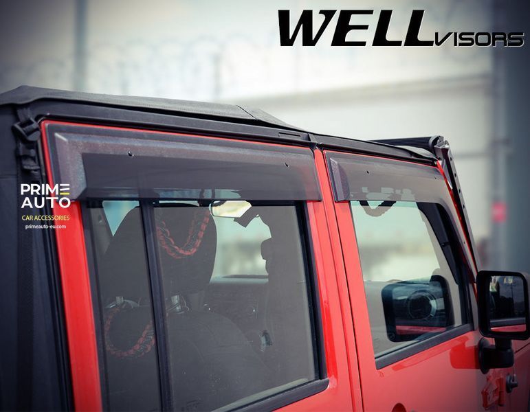 Дефлекторы окон к-т 4 шт Premium серия Jeep Wrangler Unlimited 2007 - 2017 4 дверей Wellvisors 3-847JE002 3-847JE002 фото