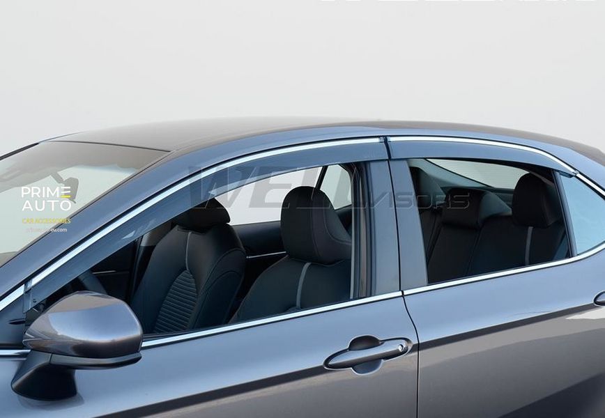 Дефлекторы окон к-т 4 шт с хромированным молдингом Toyota Camry 2018 - 2025 Wellvisors 3-847TY054 3-847TY054 фото