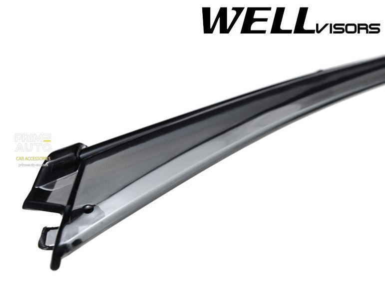 Owiewki do szyb samochodowych num 4 szt z czarna chromowana listwa Hyundai Santa Fe 2007 - 2012 Wellvisors 3-847HY002
