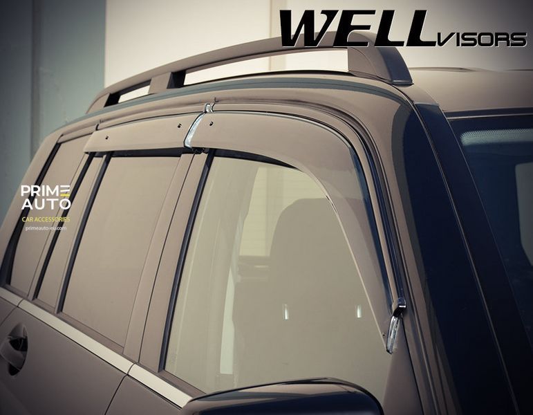 Owiewki do szyb samochodowych num 4 szt z czarna chromowana listwa Mercedes-Benz GLK-Class 2009 - 2015 Wellvisors 3-847MB009