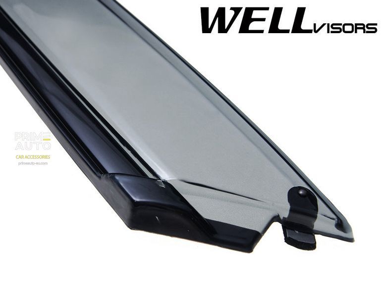 Owiewki do szyb samochodowych num 4 szt z czarna chromowana listwa Hyundai Santa Fe 2007 - 2012 Wellvisors 3-847HY002