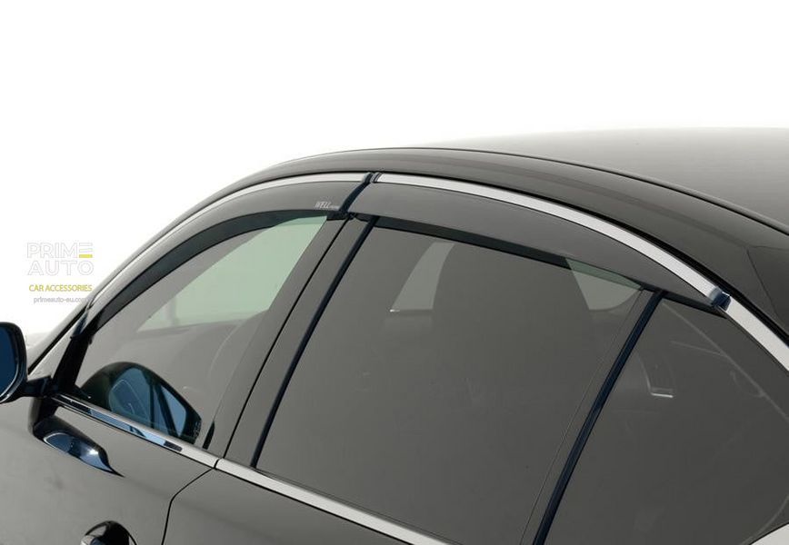 Owiewki do szyb samochodowych num 4 szt z chromowaną odlewanie Infiniti Q50 2014 - 2023 Wellvisors 3-847IN008