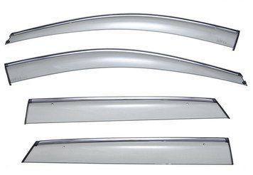 Window Deflectors 4pcs Set with Chrome Trim Hyundai Santa Fe 2013-2018 Sport Wellvisors 3-847HY004