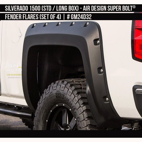 Fender Flares Chevrolet Silverado 1500 2014-2018 black AIR DESIGN GM24D32