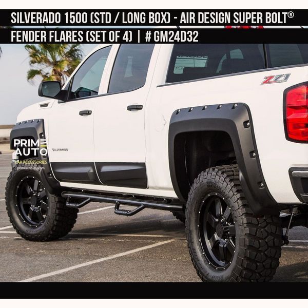 Fender Flares Chevrolet Silverado 1500 2014-2018 black AIR DESIGN GM24D32