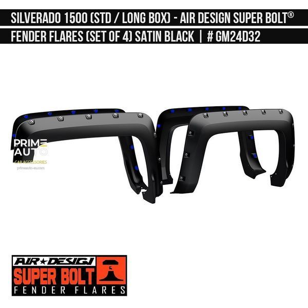 Fender Flares Chevrolet Silverado 1500 2014-2018 black AIR DESIGN GM24D32