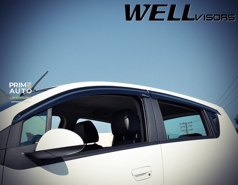 Owiewki do szyb samochodowych num 4 szt z czarna chromowana listwa Chevrolet Spark 2013 - 2015 Wellvisors 3-847CH005