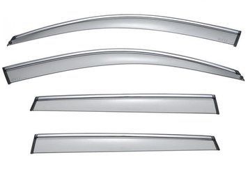 Window Deflectors 4pcs Set with Chrome Trim Porsche Cayenne 2011-2018 Wellvisors 3-847PO002