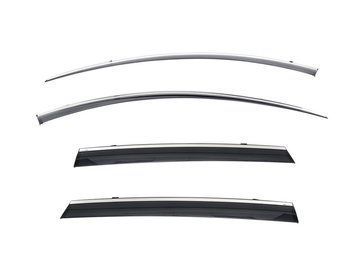 Window Deflectors 4pcs Set with Chrome Trim Hyundai Santa Fe 2019-2025 Wellvisors 3-847HY027