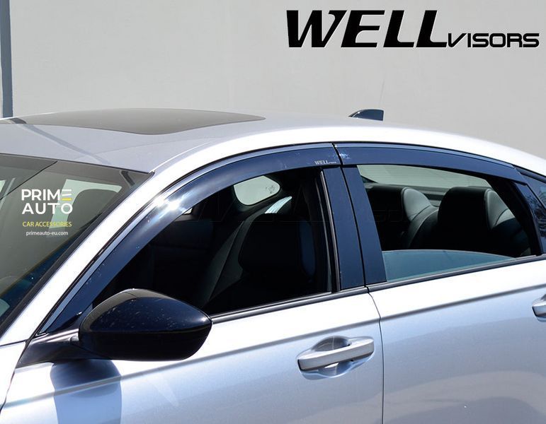 Owiewki do szyb samochodowych num 4 szt z czarna chromowana listwa Honda Accord 2023 + Sedan Wellvisors 3-847HD049