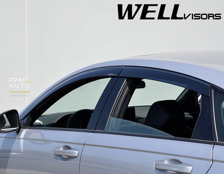 Owiewki do szyb samochodowych num 4 szt z czarna chromowana listwa Honda Accord 2023 + Sedan Wellvisors 3-847HD049