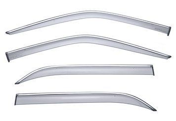 Window Deflectors 4pcs Set with Chrome Trim Mercedes-Benz S-Class 1992-1999 Long Wellvisors 3-847MB016