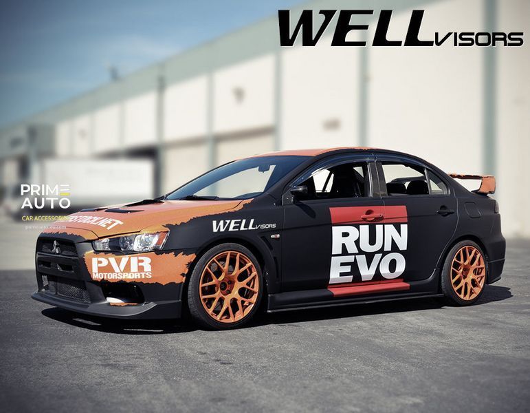 Owiewki do szyb samochodowych num 4 szt aerodynamiczny Mitsubishi Lancer 2008 - 2017 Sedan Wellvisors 3-847MI006