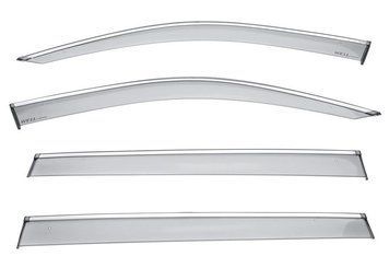 Window Deflectors 4pcs Set with Chrome Trim Volkswagen Tiguan Allspace 2018-2025 Wellvisors 3-847VW016