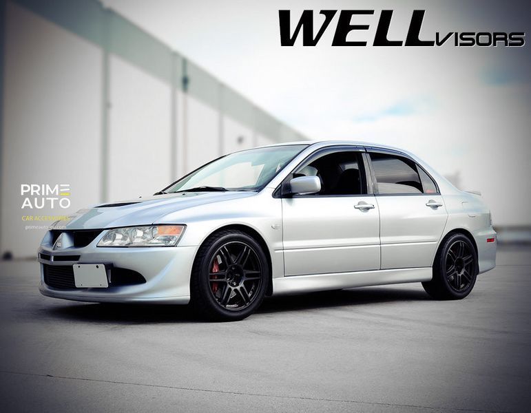 Owiewki do szyb samochodowych num 4 szt Premium seria Mitsubishi Lancer 2002 - 2007 Sedan Wellvisors 3-847MI010