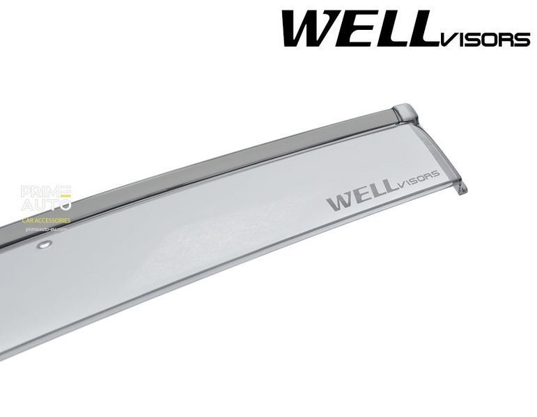Owiewki do szyb samochodowych num 4 szt z czarna chromowana listwa Kia Sedona 2015 - 2021 Wellvisors 3-847KA018
