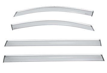 Window Deflectors 4pcs Set with Chrome Trim Kia Sedona 2015-2021 Wellvisors 3-847KA019