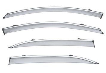Window Deflectors 4pcs Set with Chrome Trim Mercedes-Benz C-Class 2015-2021 Sedan Wellvisors 3-847MB018