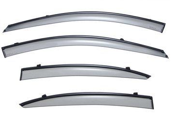 Owiewki do szyb samochodowych num 4 szt z czarna chromowana listwa Hyundai Accent 2006 - 2011 Sedan Wellvisors 3-847HY008