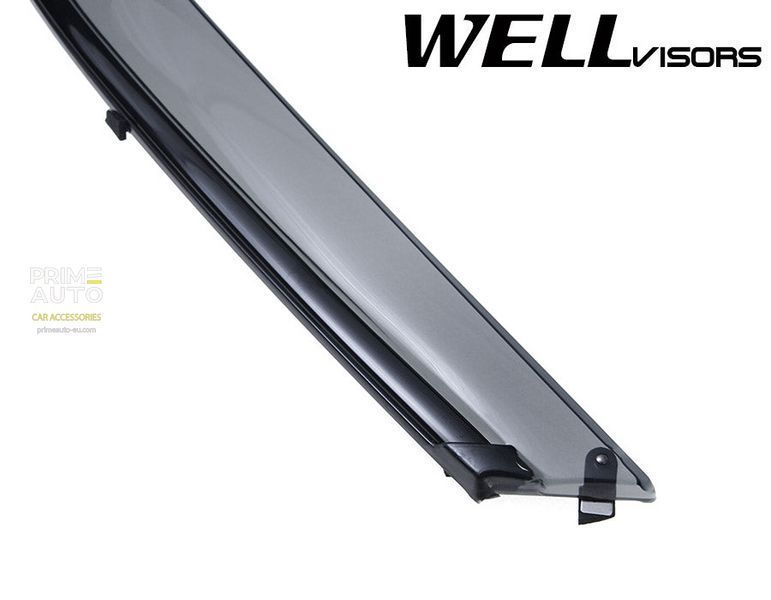 Window Deflectors 4pcs Set With Black Trim Hyundai Accent 2006-2011 Sedan Wellvisors 3-847HY008