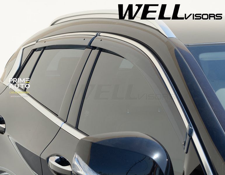 Window Deflectors 4pcs Set with Chrome Trim Infiniti QX30 2017-2018 Wellvisors 3-847IN011