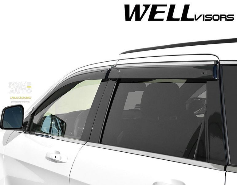 Дефлекторы окон к-т 4 шт с хромированным молдингом Jeep Grand Cherokee 2011 - 2022 Wellvisors 3-847JE004 3-847JE004 фото