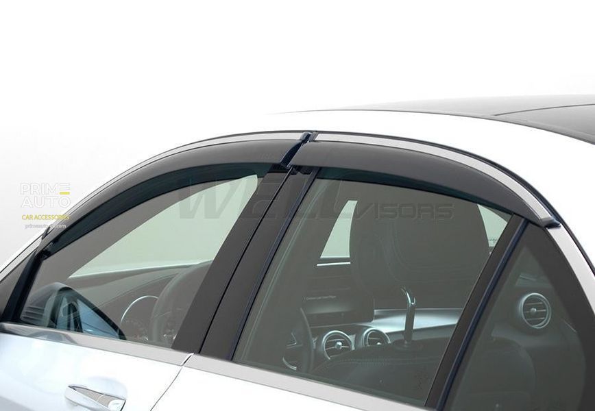 Owiewki do szyb samochodowych num 4 szt z chromowaną odlewanie Mercedes-Benz C-Class 2015 - 2021 Sedan Wellvisors 3-847MB018