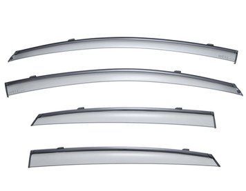 Window Deflectors 4pcs Set With Black Trim Nissan Sentra 2013-2019 Wellvisors 3-847NS001