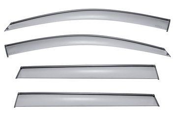 Window Deflectors 4pcs Set With Black Trim Jeep Cherokee 2014-2022 Wellvisors 3-847JE006