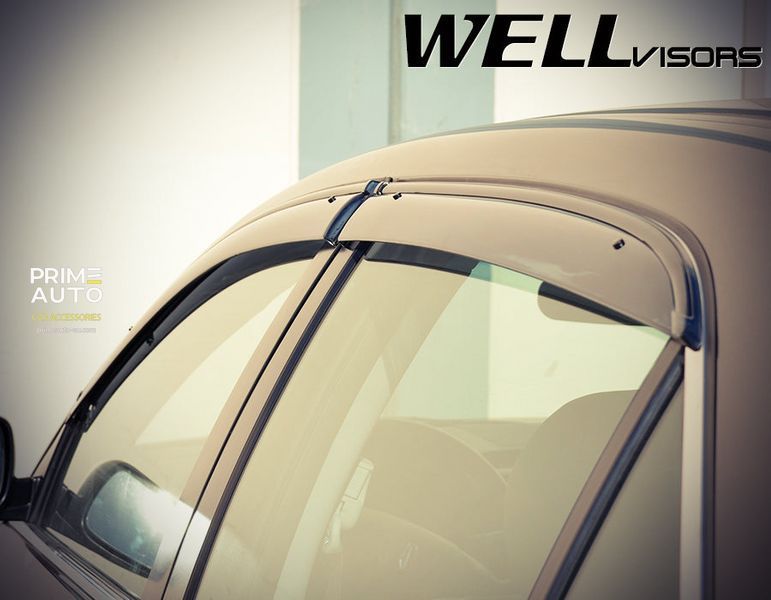 Дефлекторы окон к-т 4 шт с черным хромированным молдингом Honda Accord 2003 - 2007 Sedan Wellvisors 3-847HD016 3-847HD016 фото