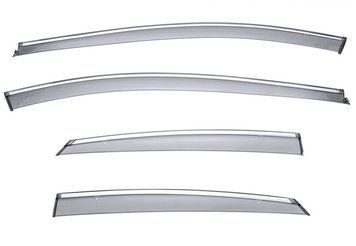 Window Deflectors 4pcs Set with Chrome Trim Hyundai Azera 2012-2017 Wellvisors 3-847HY011