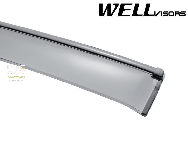 Window Deflectors 4pcs Set With Black Trim Toyota Yaris 2007-2012 Sedan Wellvisors 3-847TY027