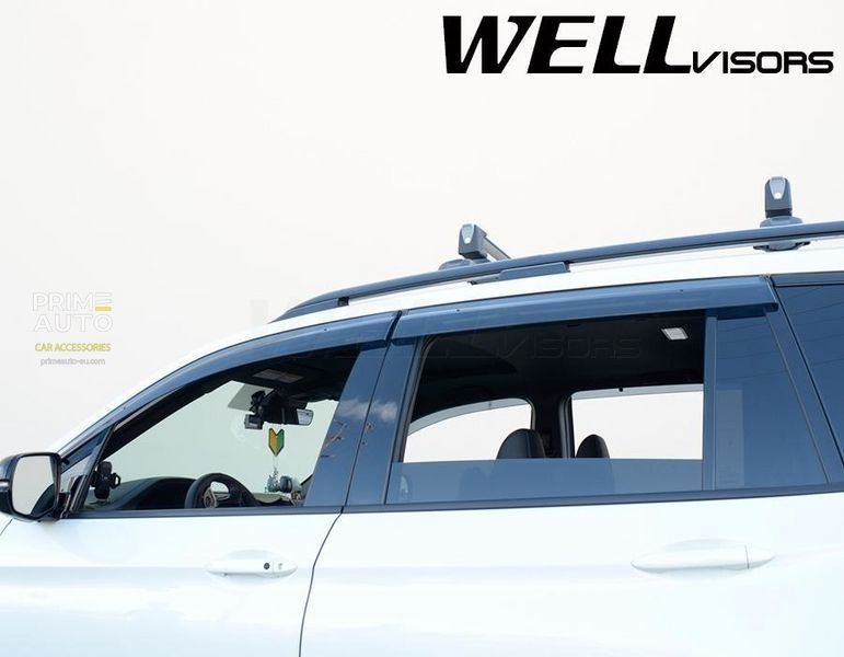 Owiewki do szyb samochodowych num 4 szt z czarna chromowana listwa Honda Passport 2022 - 2025 Wellvisors 3-847HD043